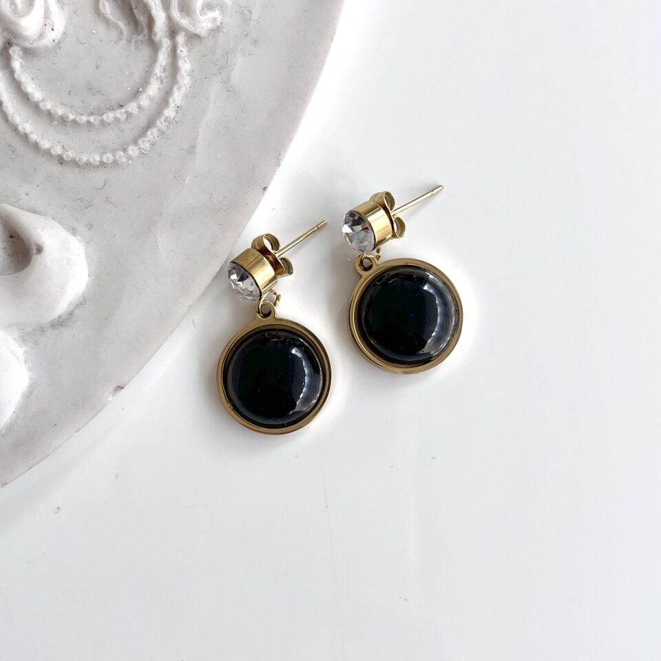 Çelik Oniks Taşı Küpe