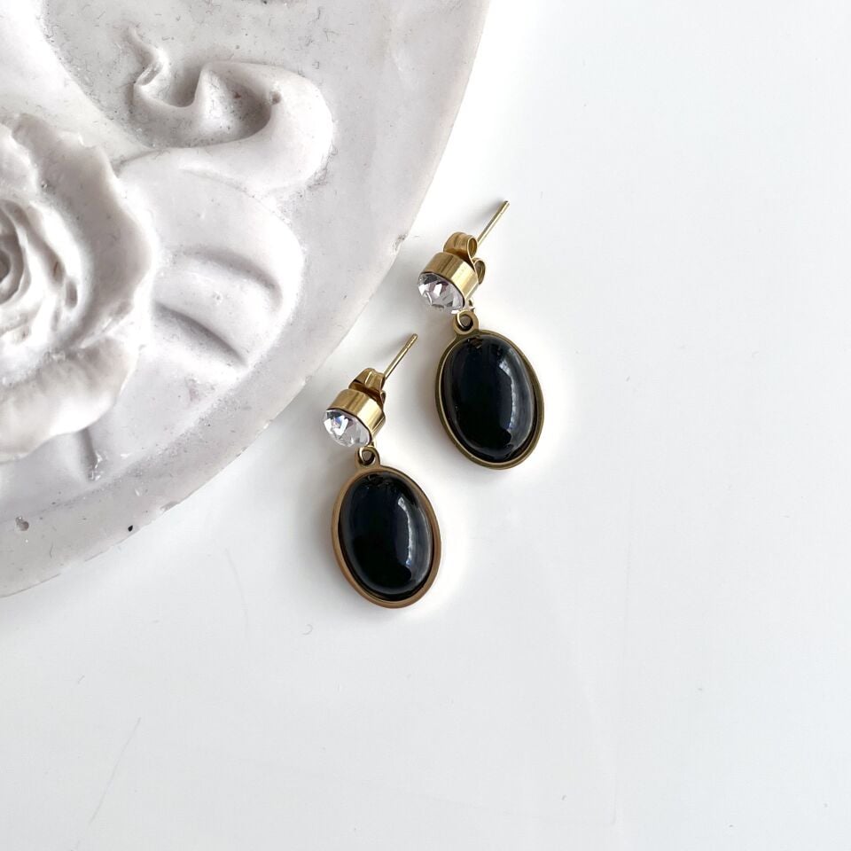 Çelik Oniks Taşı Küpe