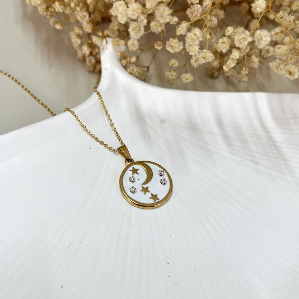Çelik Ay & Yıldız Kolye