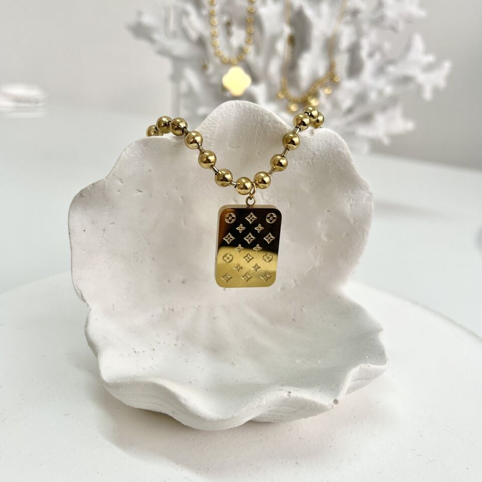 Çelik Çift Taraflı Kolye