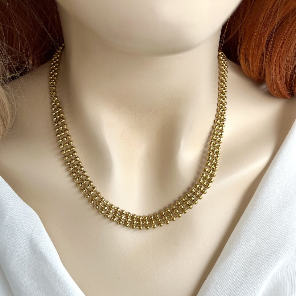 Çelik Topçuk Sıralı Kolye