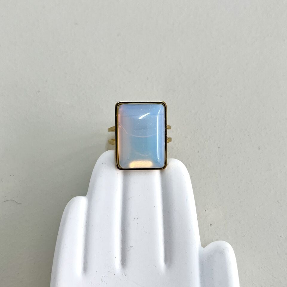 Çelik Ay Taşı Yüzük