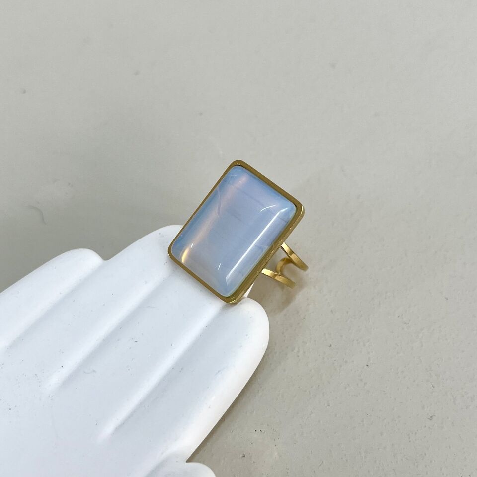 Çelik Ay Taşı Yüzük