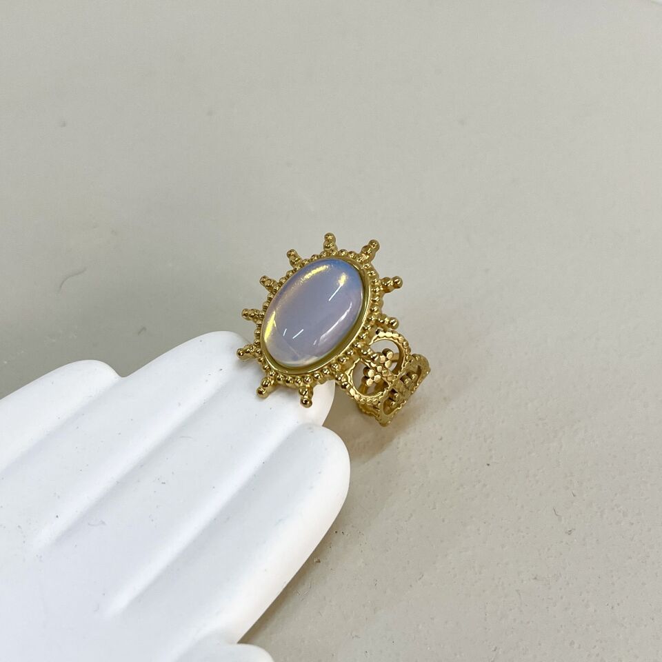 Çelik Ay Taşı Yüzük