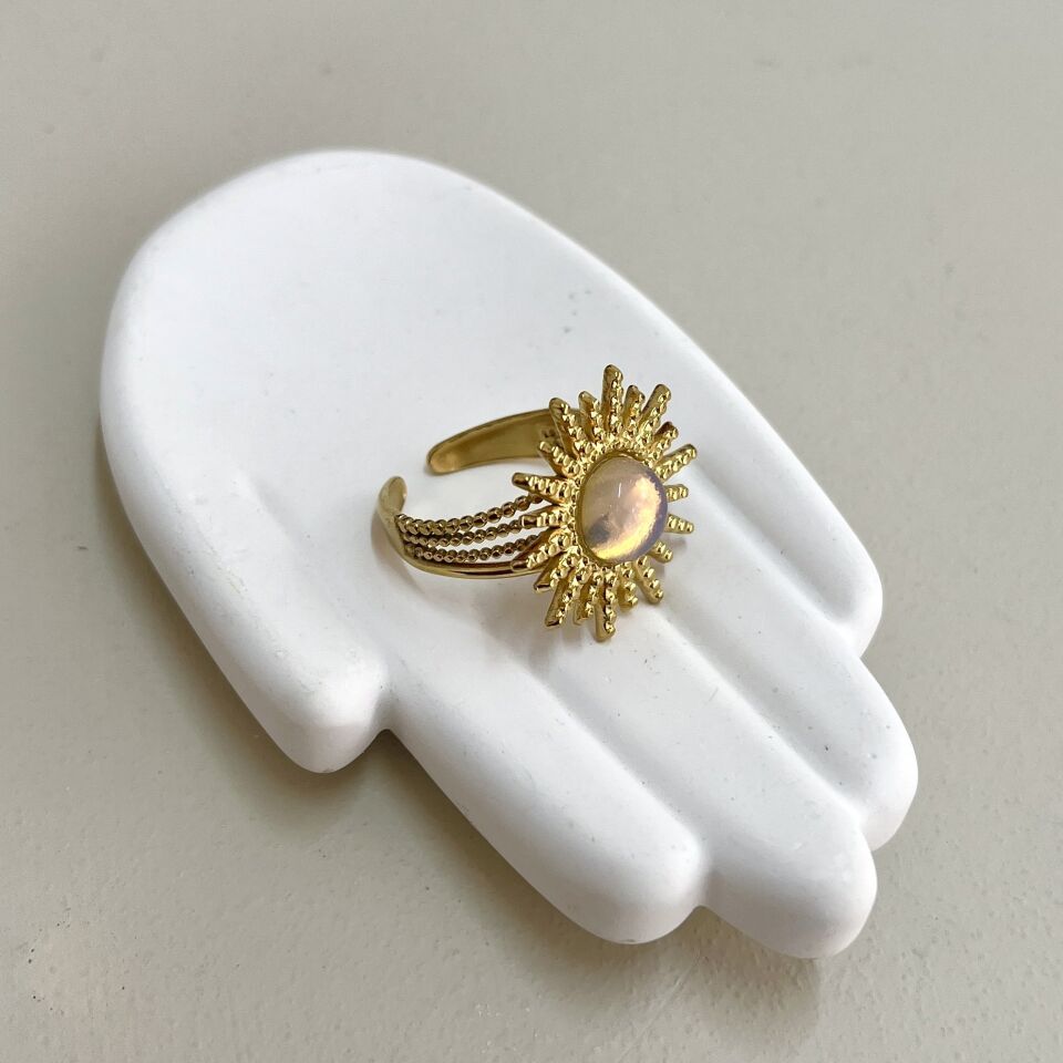 Çelik Ay Taşı Yüzük