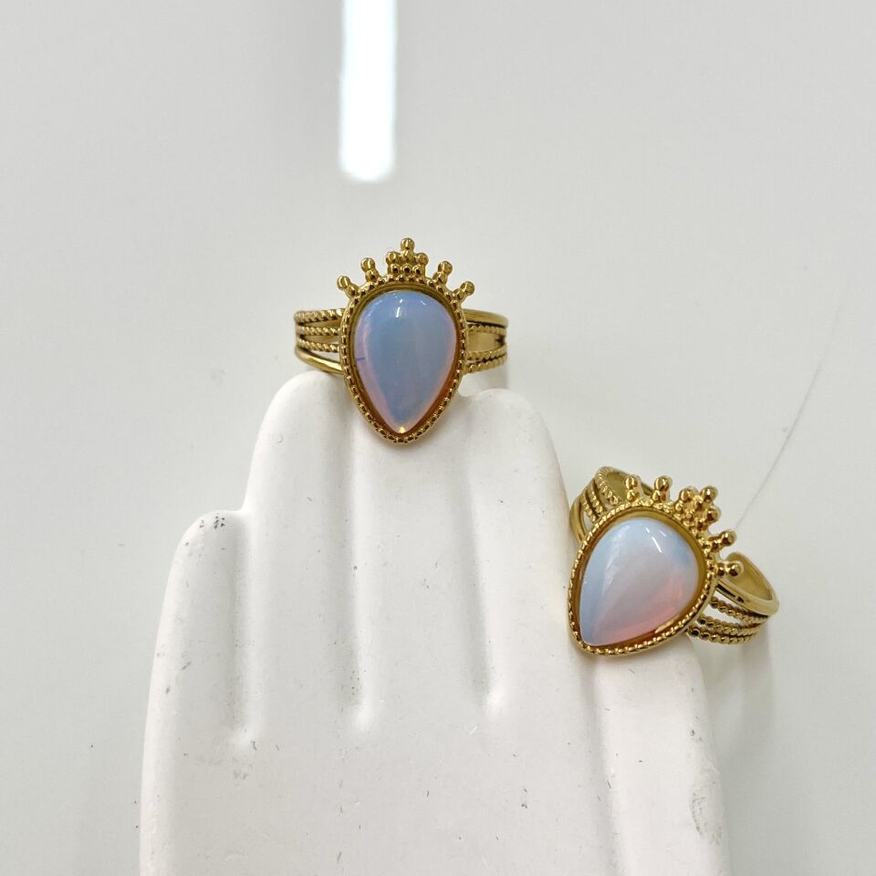 Çelik Ay Taşı Yüzük