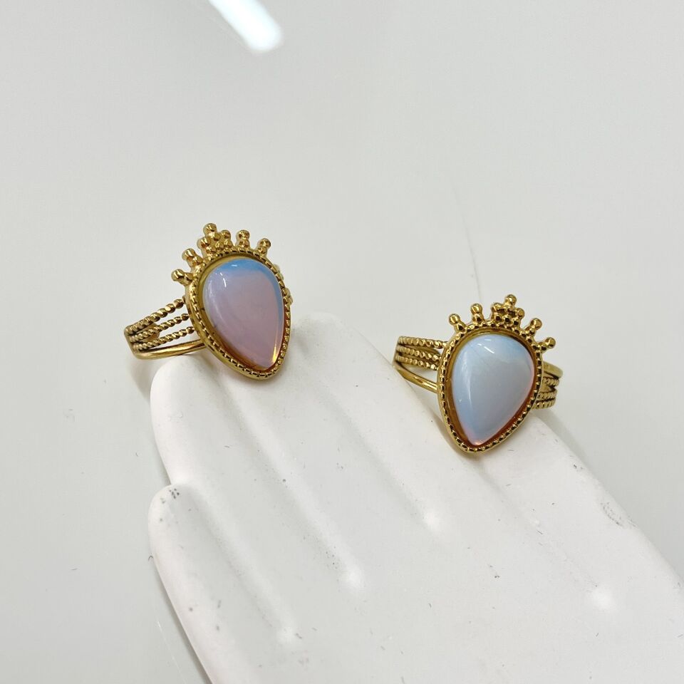 Çelik Ay Taşı Yüzük