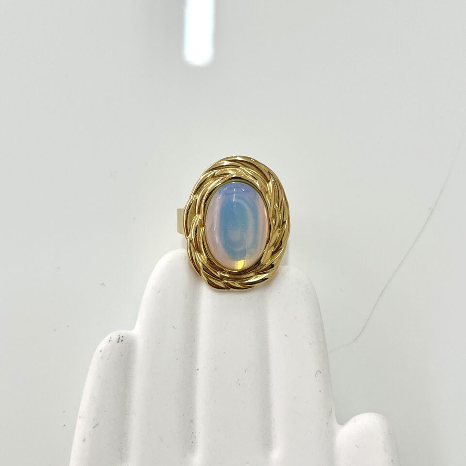 Çelik Ay Taşı Yüzük