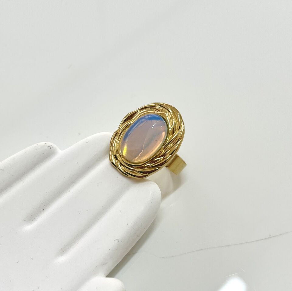 Çelik Ay Taşı Yüzük