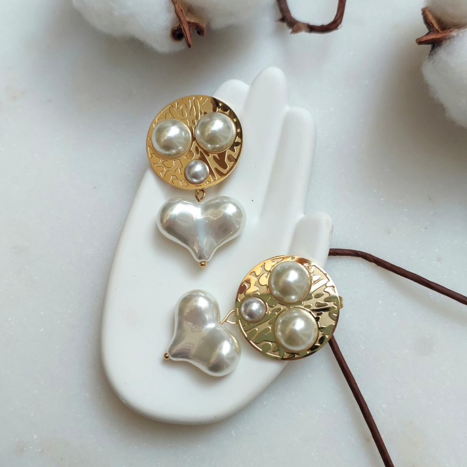 Çelik İnci Detay Kalp Küpe