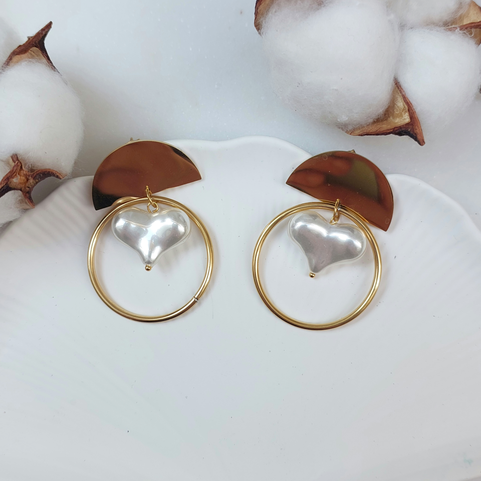 Çelik İnci Detay Kalp Küpe