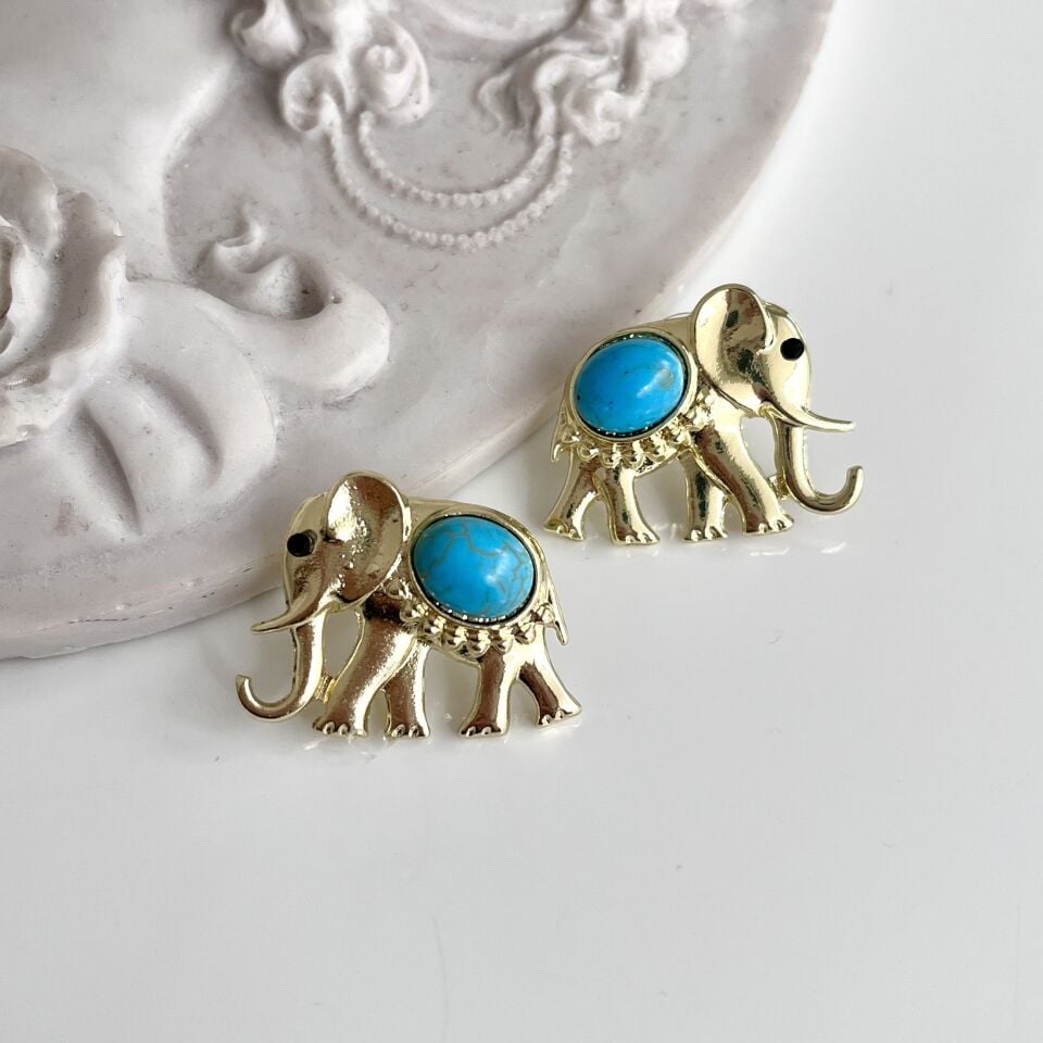 Turkuaz Taşı Fil Küpe