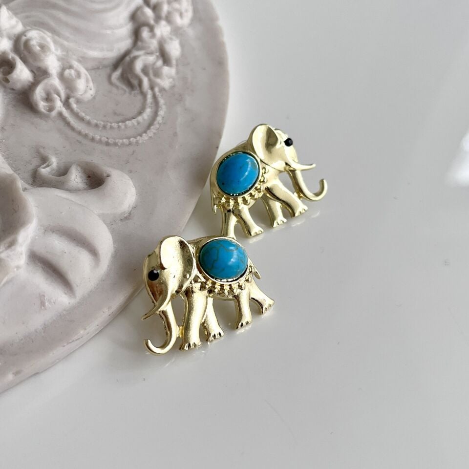 Turkuaz Taşı Fil Küpe