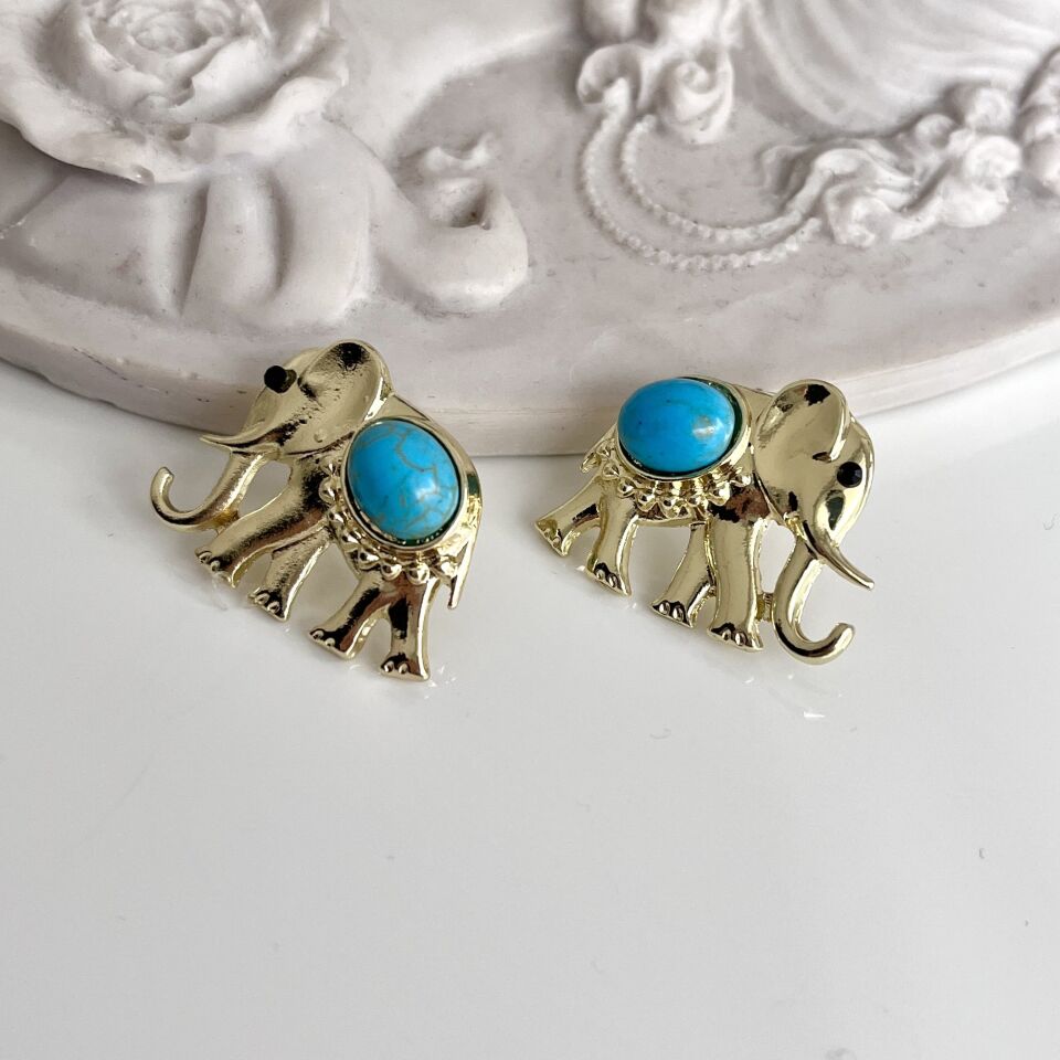 Turkuaz Taşı Fil Küpe