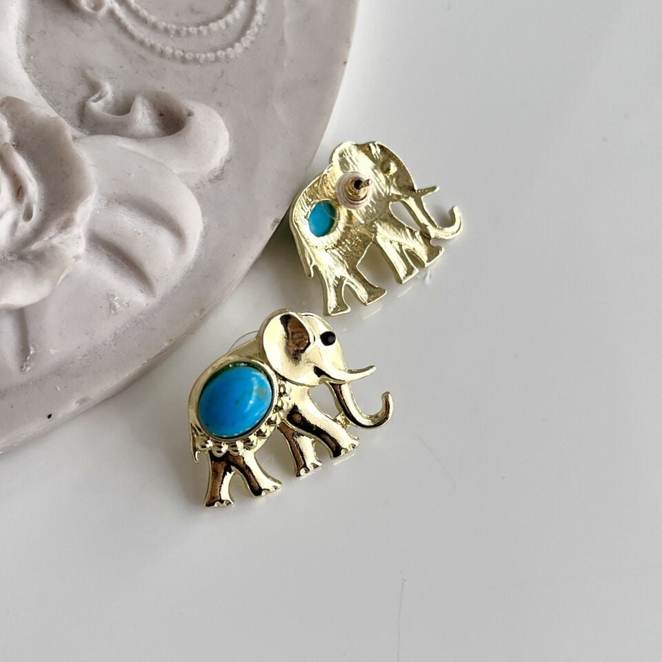 Turkuaz Taşı Fil Küpe