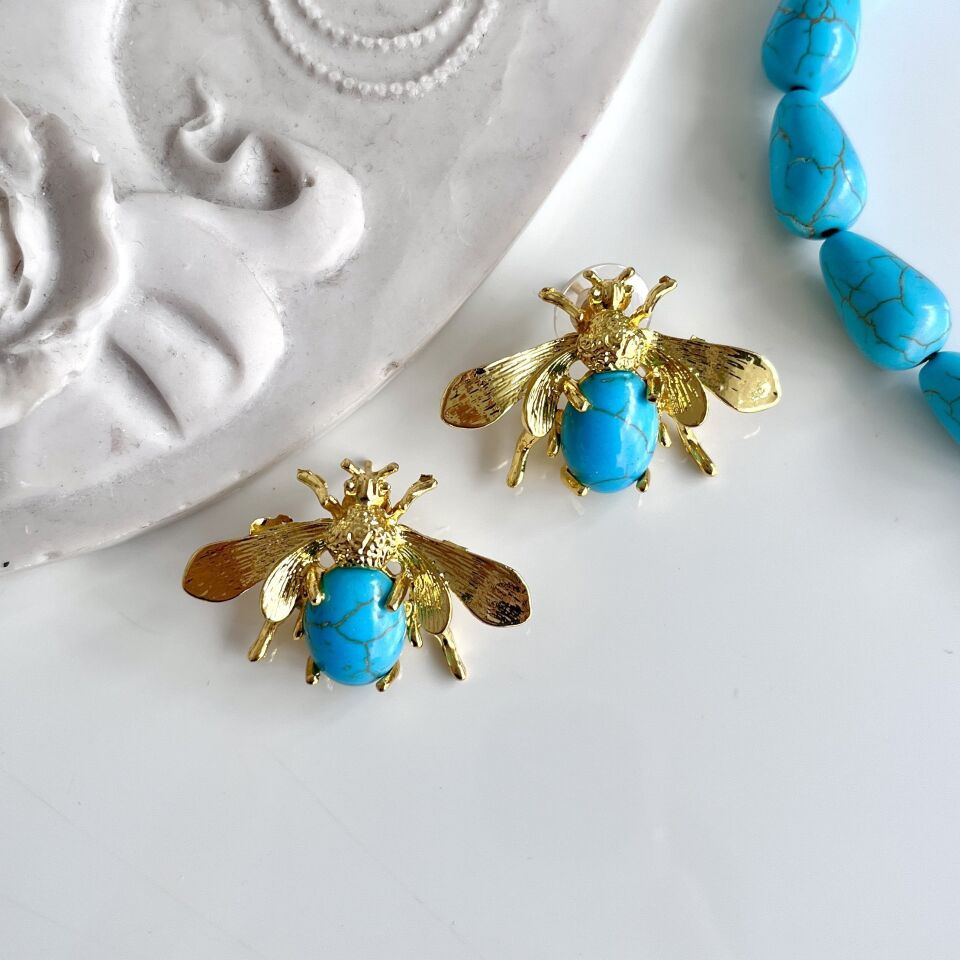 Turkuaz Taşı Arı Küpe