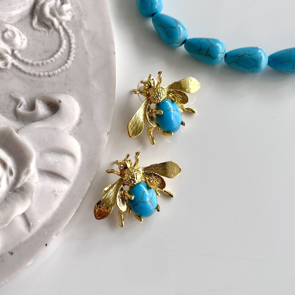 Turkuaz Taşı Arı Küpe