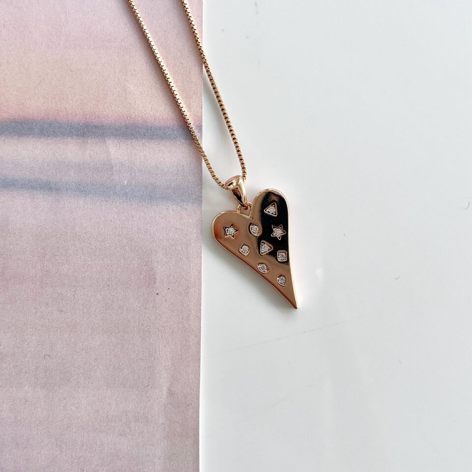 Xuping Beyaz Taşlı Kalp Kolye