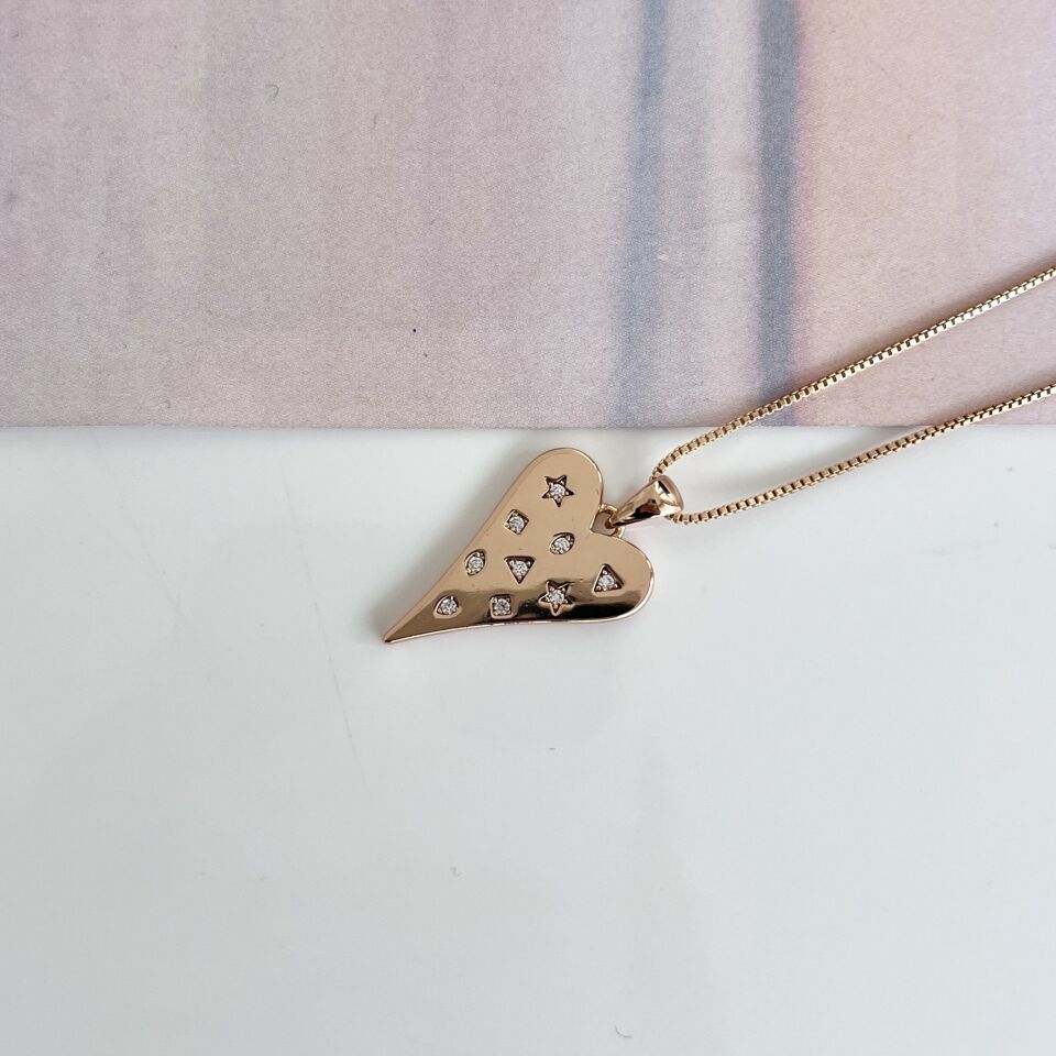 Xuping Beyaz Taşlı Kalp Kolye