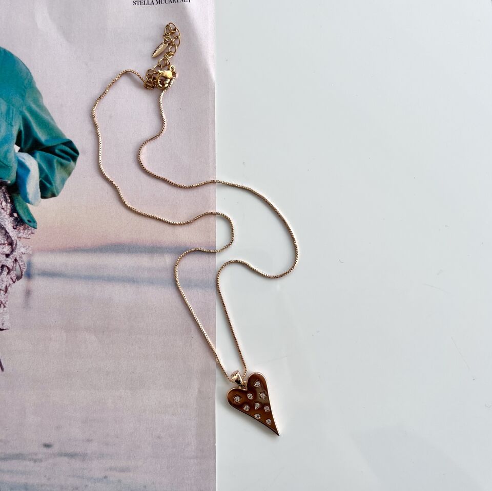 Xuping Beyaz Taşlı Kalp Kolye