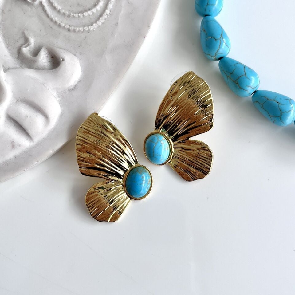 Turkuaz Taşı Kanat Küpe