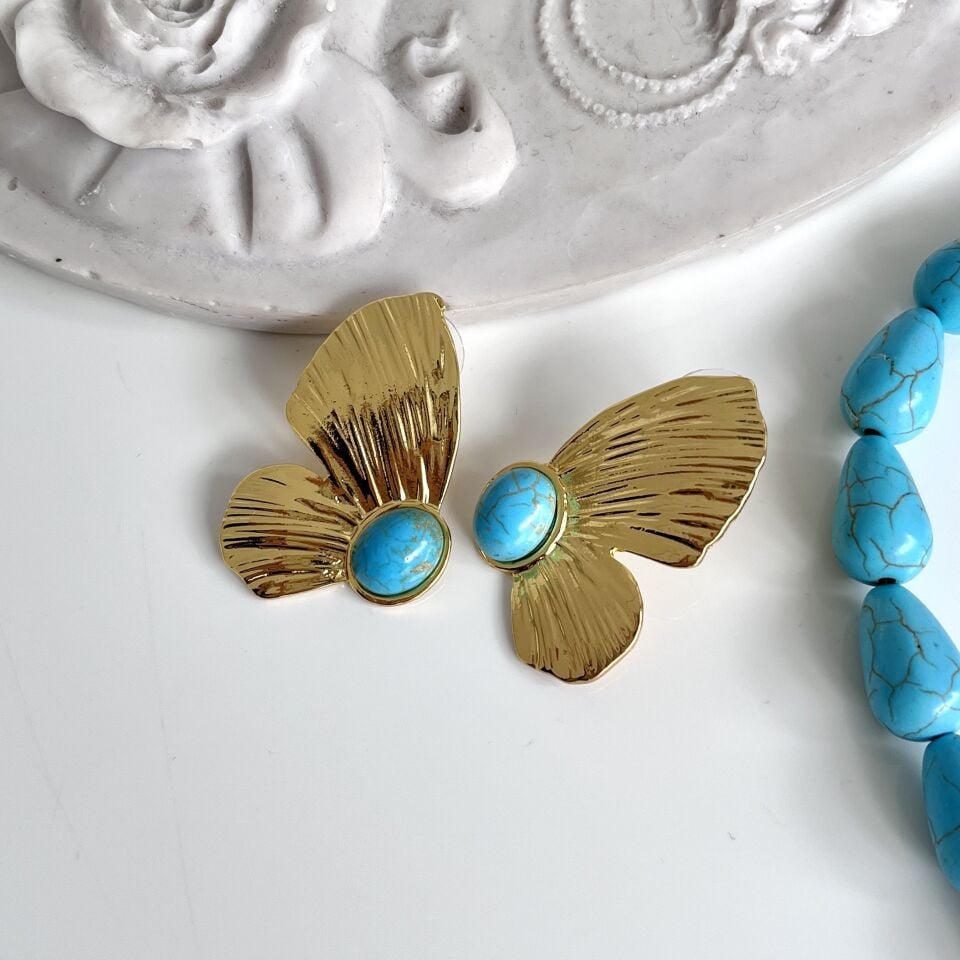 Turkuaz Taşı Kanat Küpe