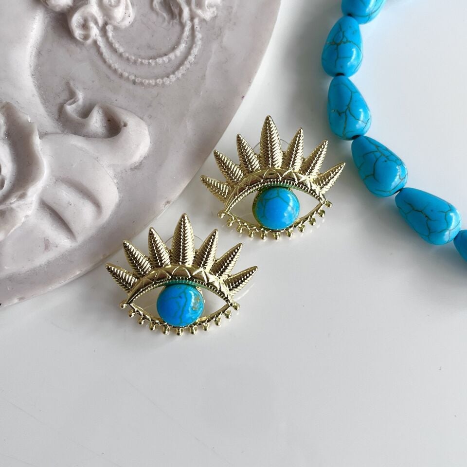 Turkuaz Taşı Göz Küpe