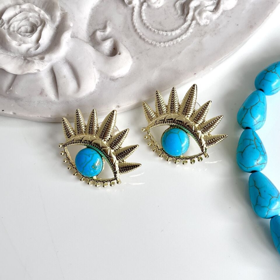 Turkuaz Taşı Göz Küpe