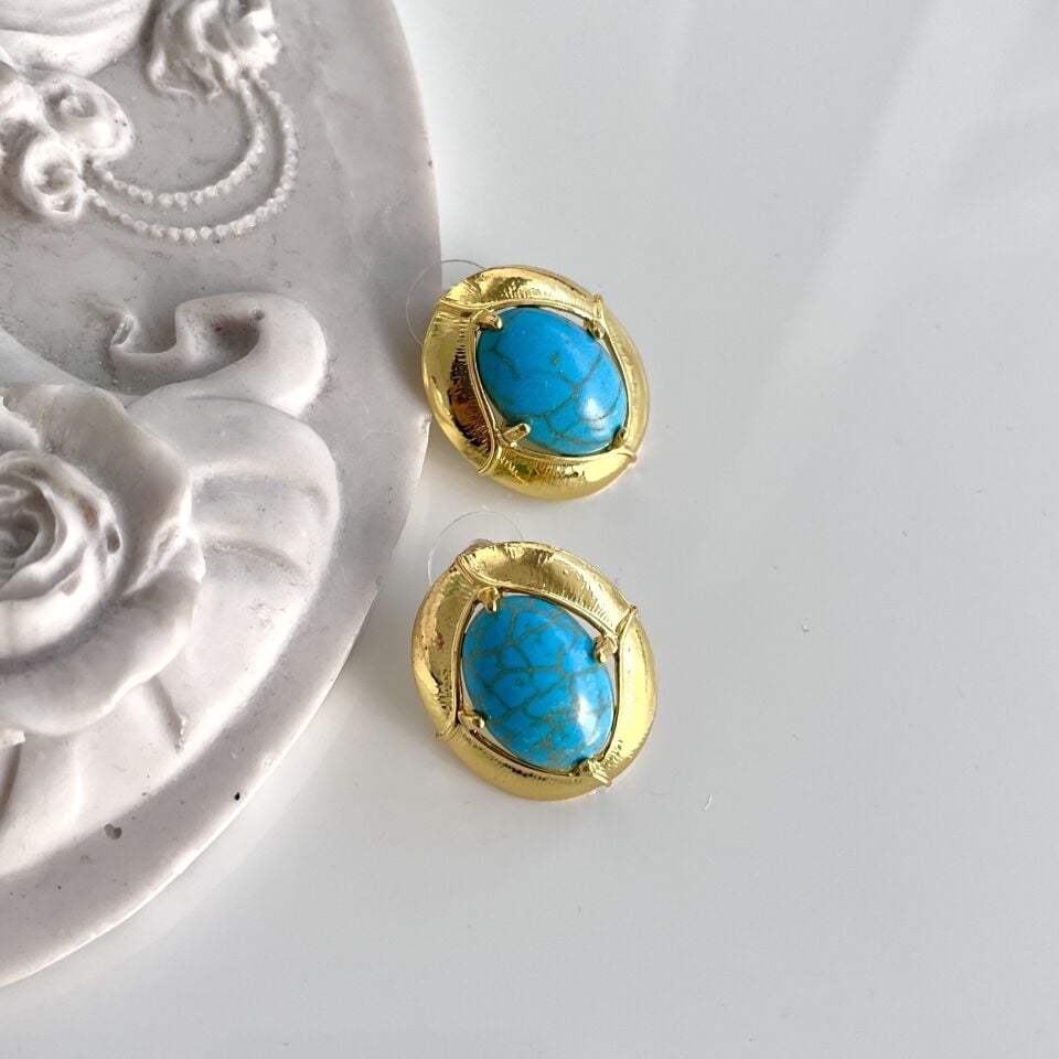 Vintage Turkuaz Taşı Küpe