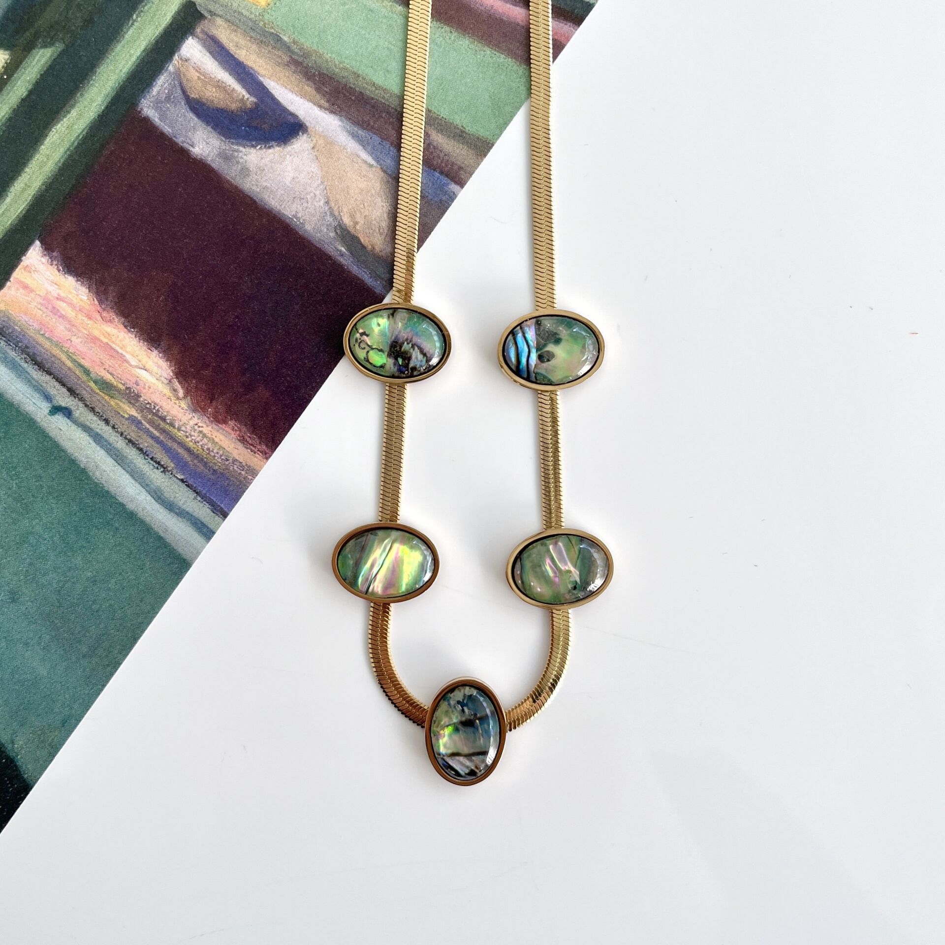 Çelik Abalone Kabuk Kolye