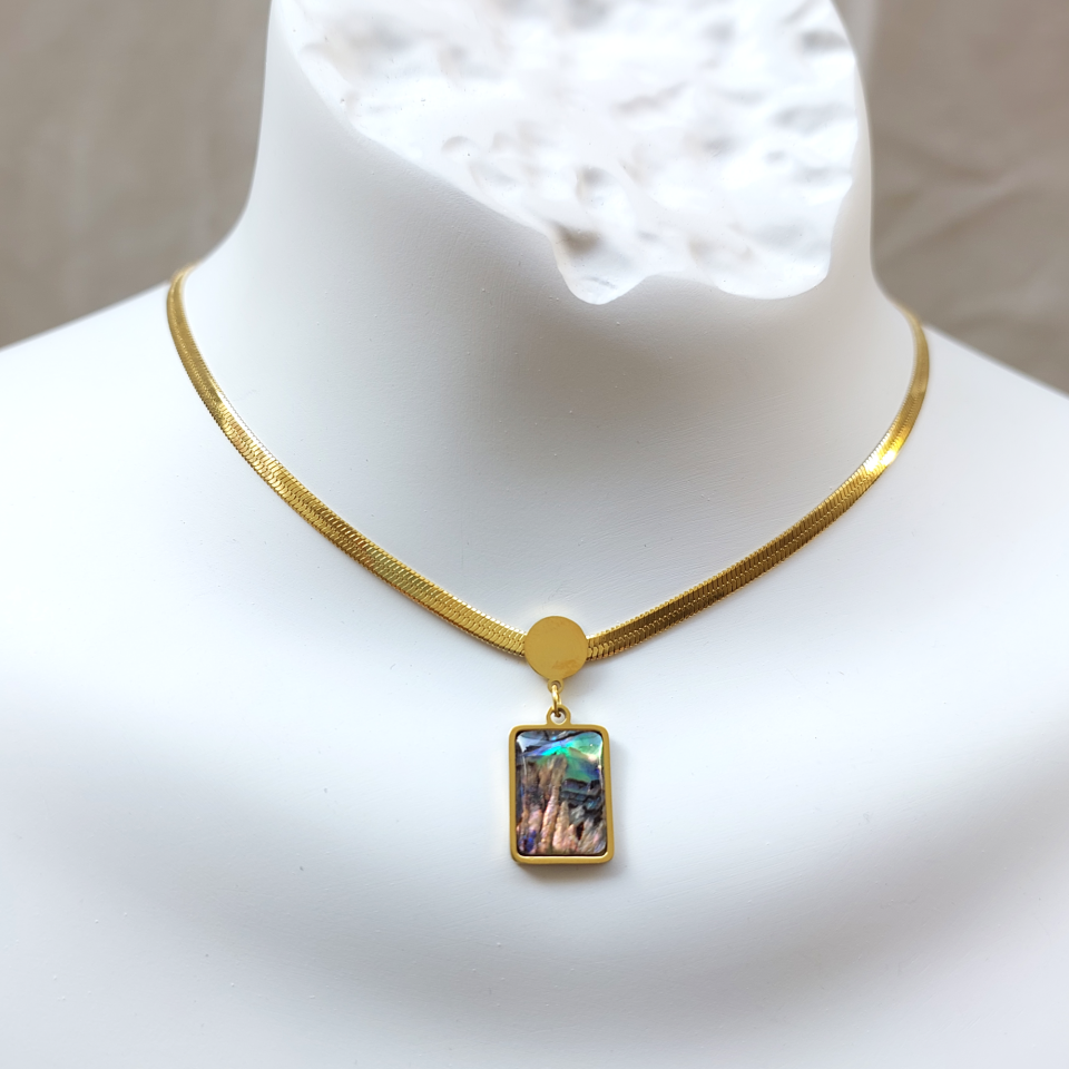 Çelik Abalone Kabuk Kolye