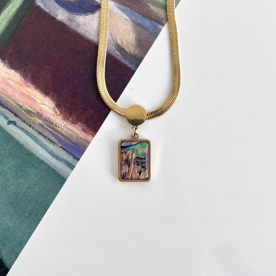 Çelik Abalone Kabuk Kolye