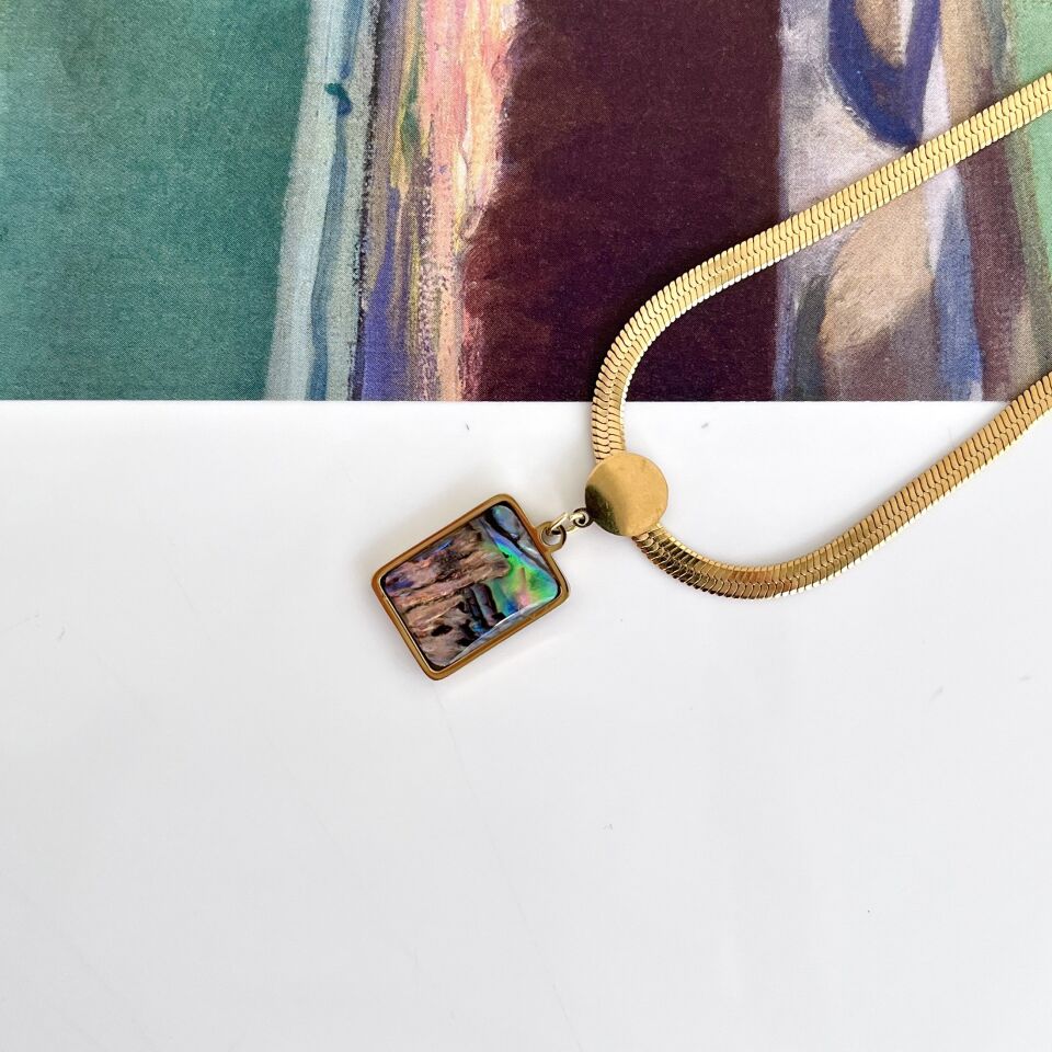 Çelik Abalone Kabuk Kolye