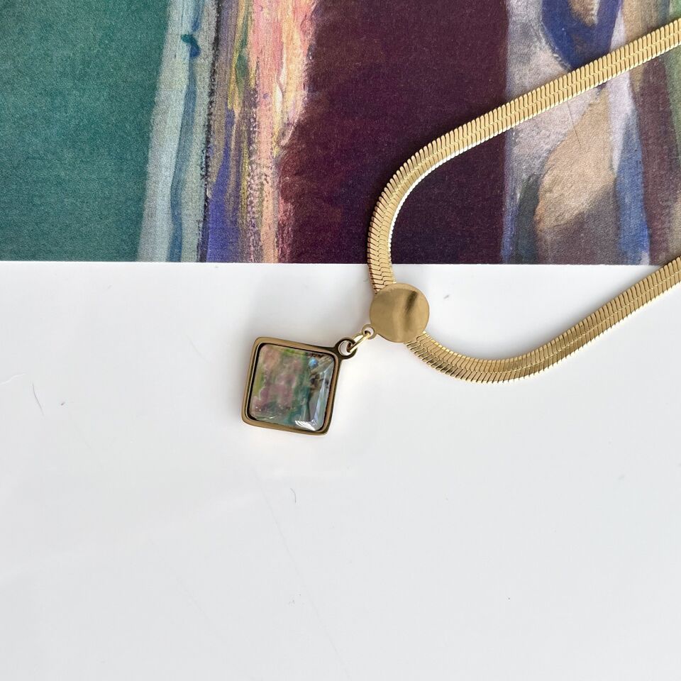 Çelik Abalone Kabuk Kolye