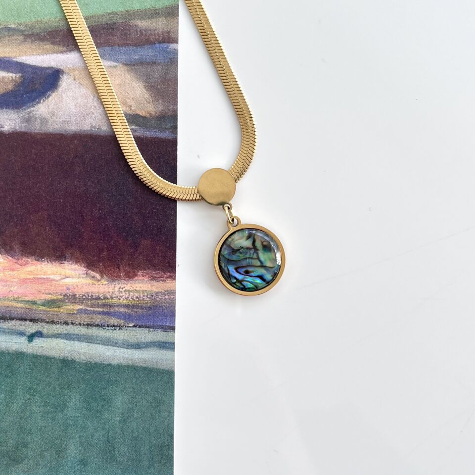 Çelik Abalone Kabuk Kolye