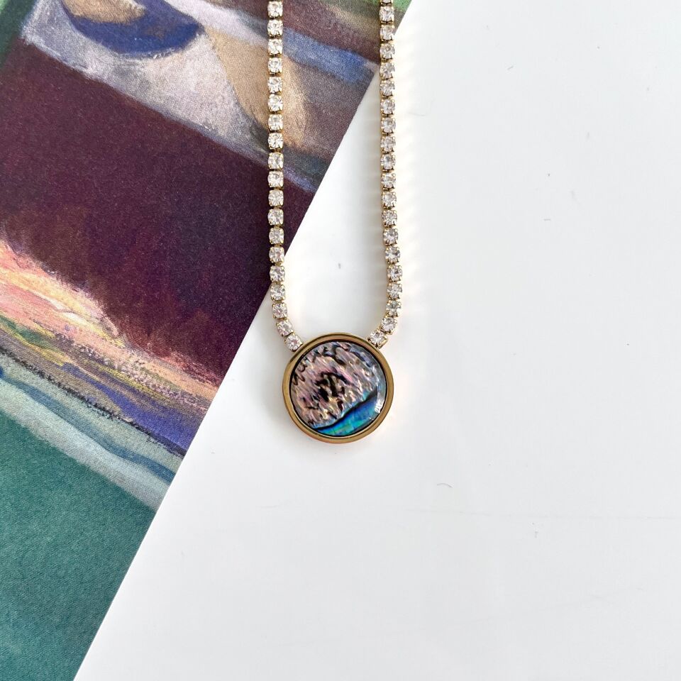 Çelik Su Yolu Abalone Kabuk Kolye