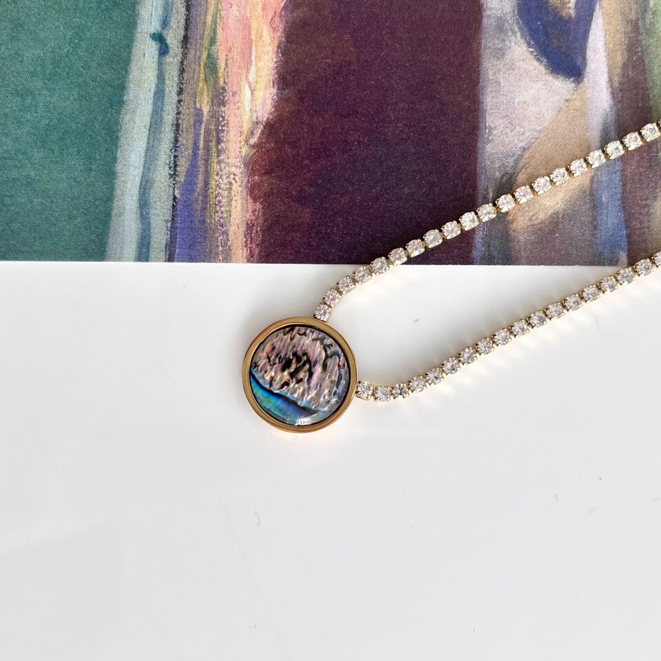 Çelik Su Yolu Abalone Kabuk Kolye