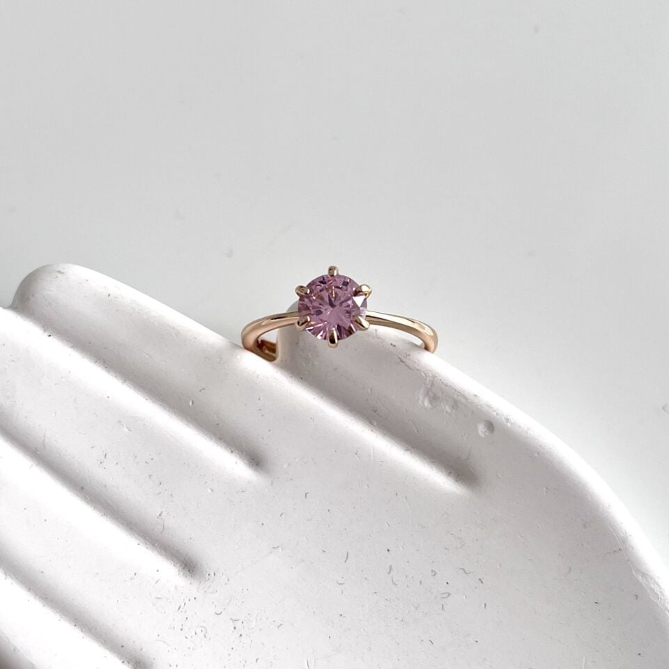 Xuping Pembe Tek Taş Yüzük