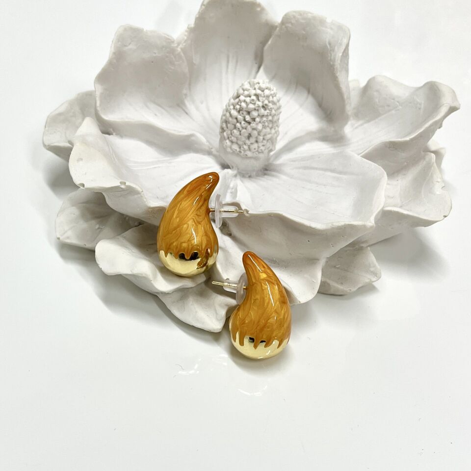 İthal Mineli Bottega Küpe (Açık Turuncu)