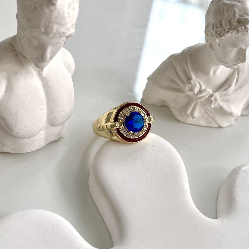 Özel Seri Mavi Taşlı Yüzük