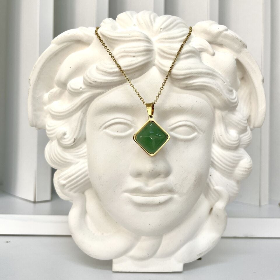 Çelik Aventurin Taşı Kolye