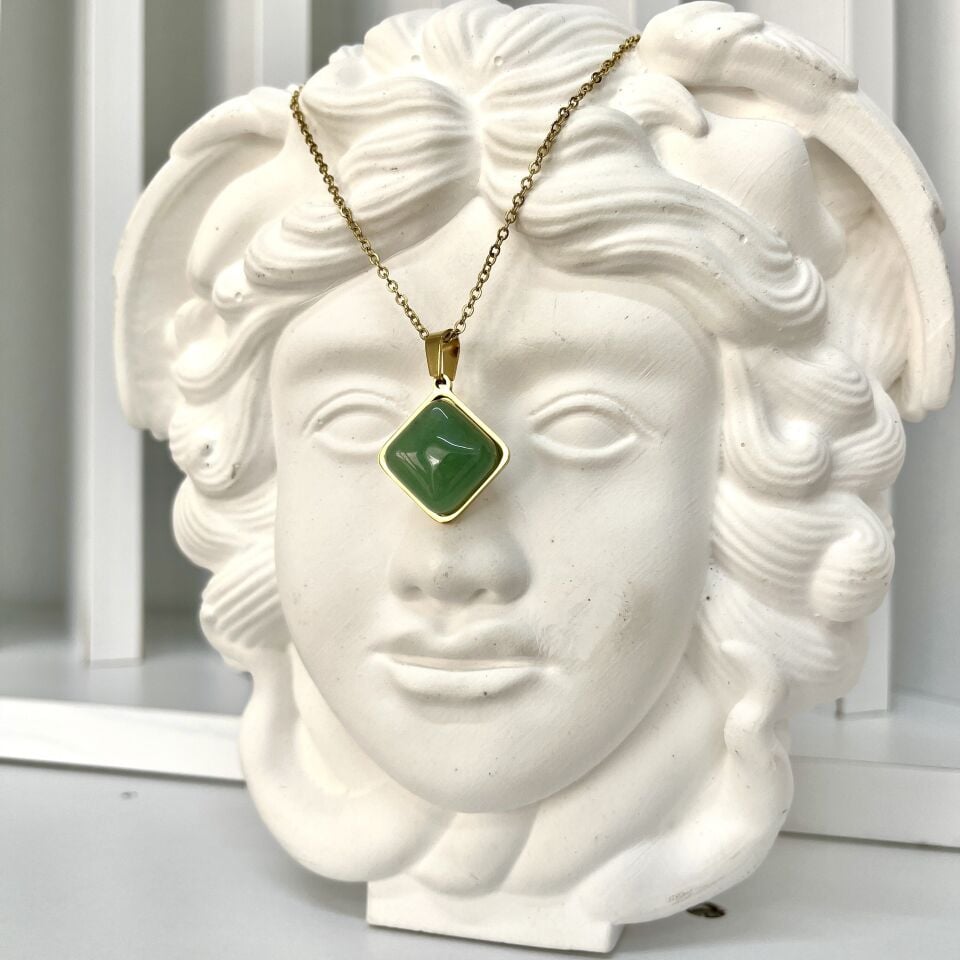 Çelik Aventurin Taşı Kolye