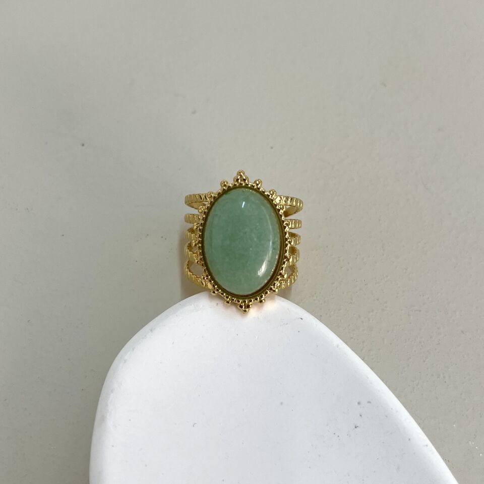 Çelik Aventurin Taşı Yüzük