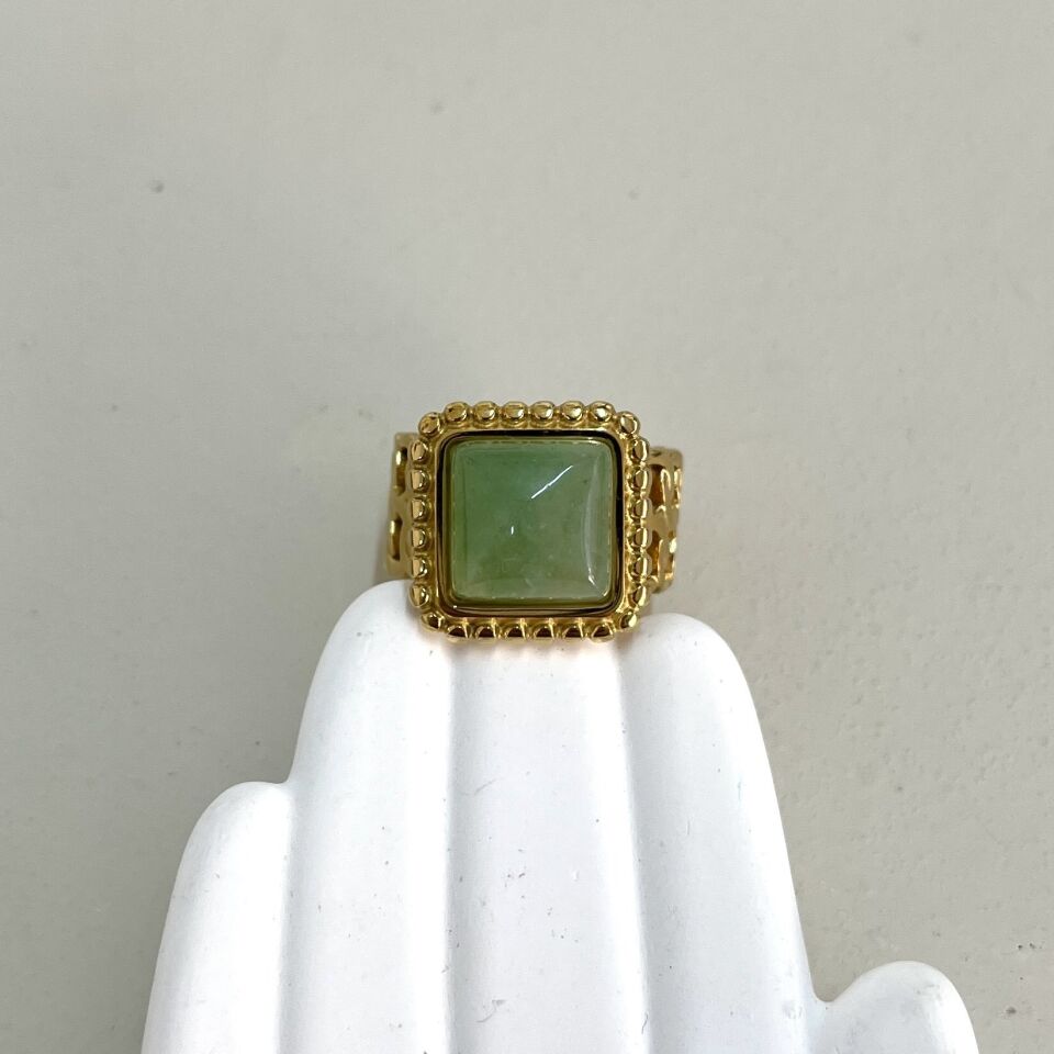 Çelik Aventurin Taşı Yüzük