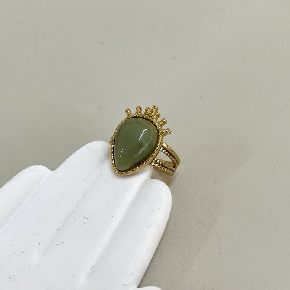 Çelik Aventurin Taşı Yüzük