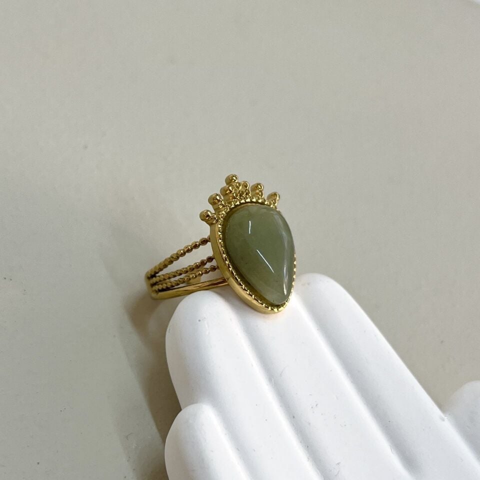 Çelik Aventurin Taşı Yüzük