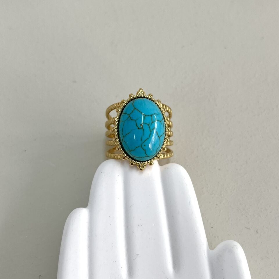 Çelik Turkuaz Taşı Yüzük