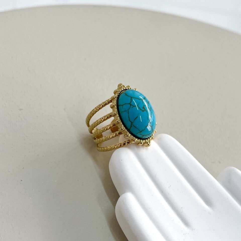 Çelik Turkuaz Taşı Yüzük
