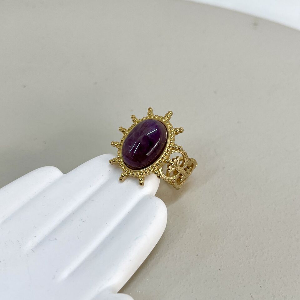 Çelik Ametist Taşı Yüzük