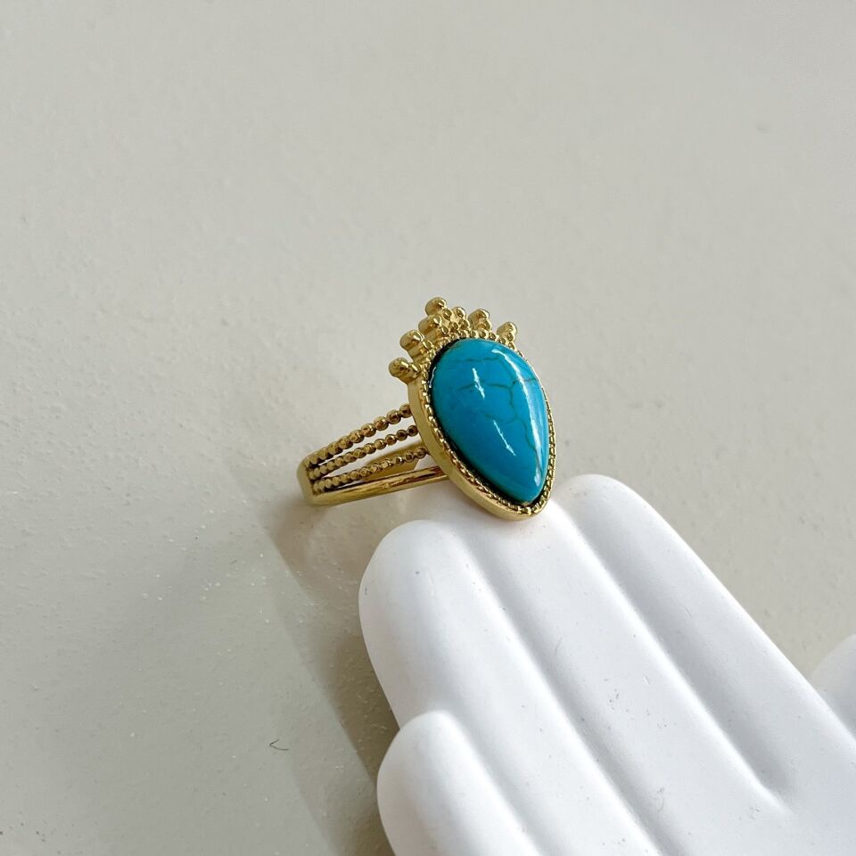 Çelik Turkuaz Taşı Yüzük
